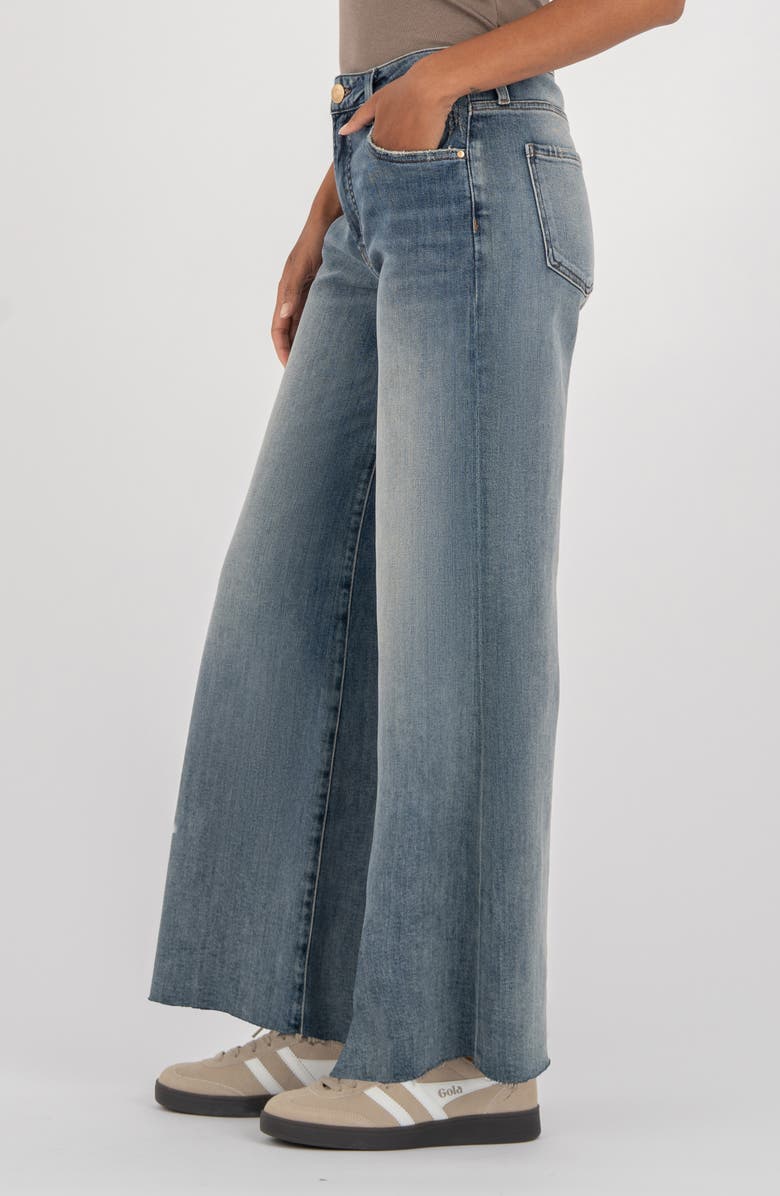 KUT from the Kloth Ryan High Waist Raw Hem Superwide Leg Jeans, Alternate, color, Believe