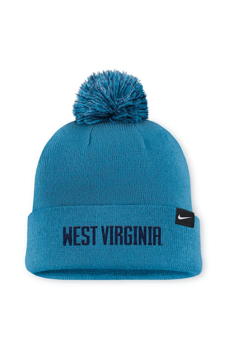 Nike Men's Nike Turquoise West Virginia Mountaineers Primetime Peak Campus Cuffed Knit Hat with Pom, Alternate, color, Turquoise