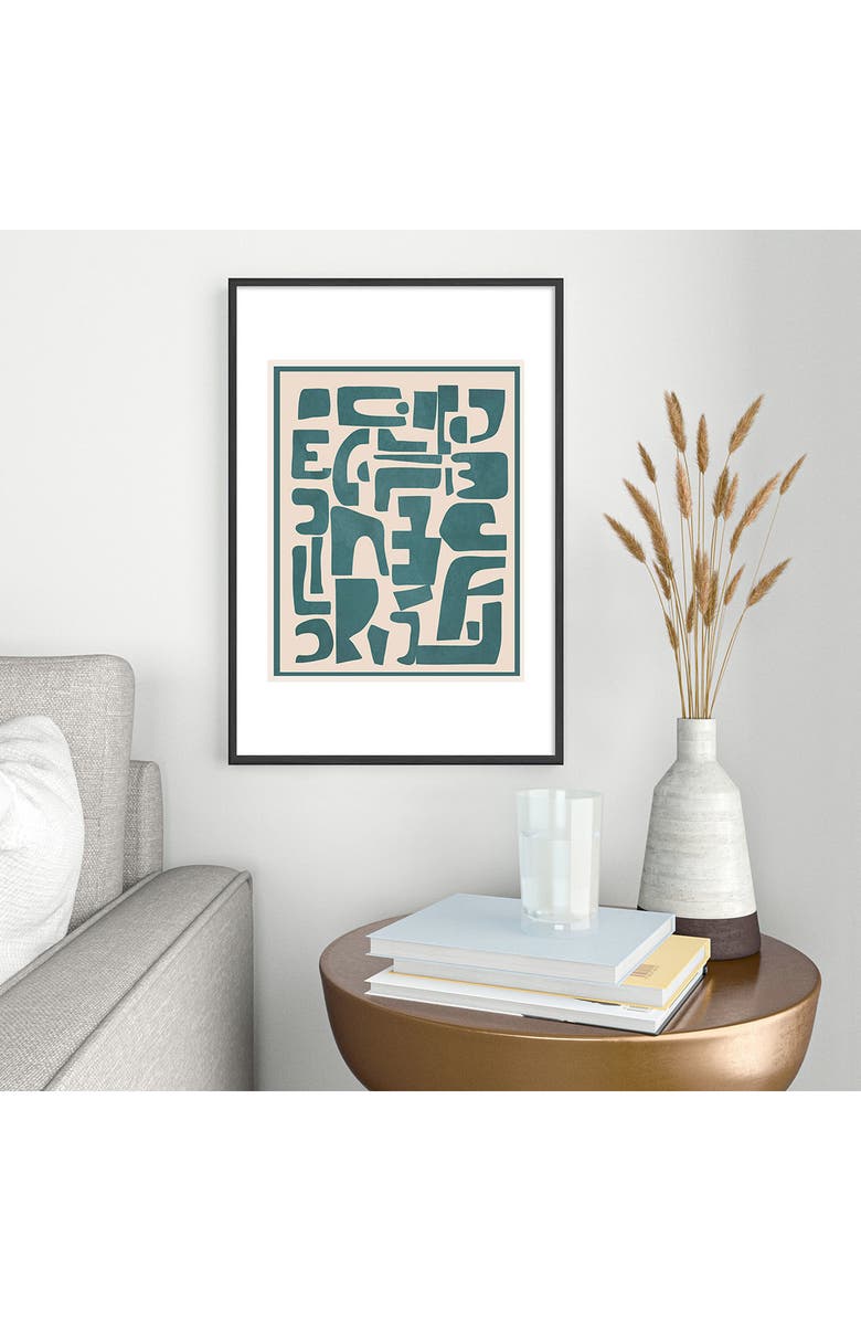 Deny Designs Contemporary Framed Wall Art, Alternate, color, Teal/ Beige