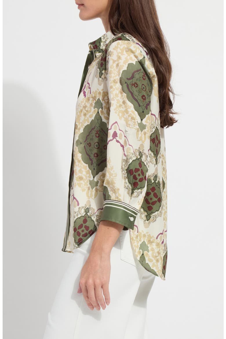 Ishani Scarf Print Button-Up Satin Shirt, Alternate, color, PLACED ARTFUL SCARF