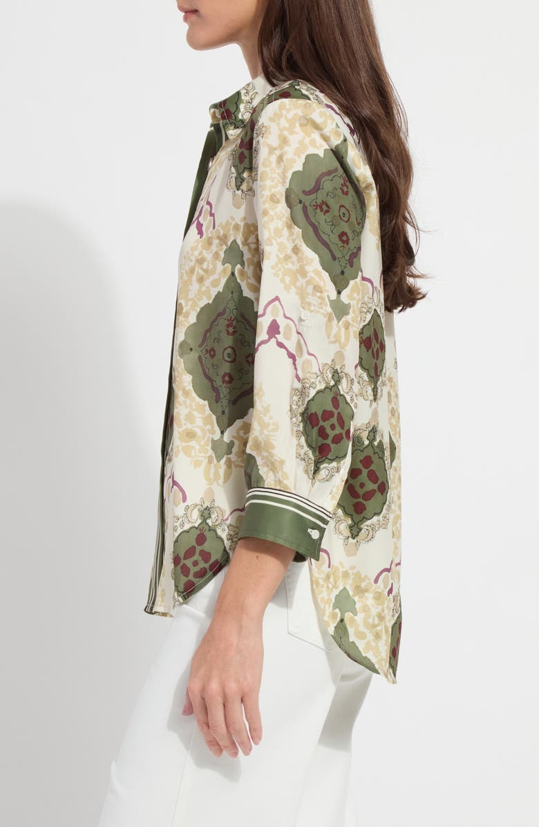 Lysse Ishani Scarf Print Button-Up Satin Shirt, Alternate, color, 