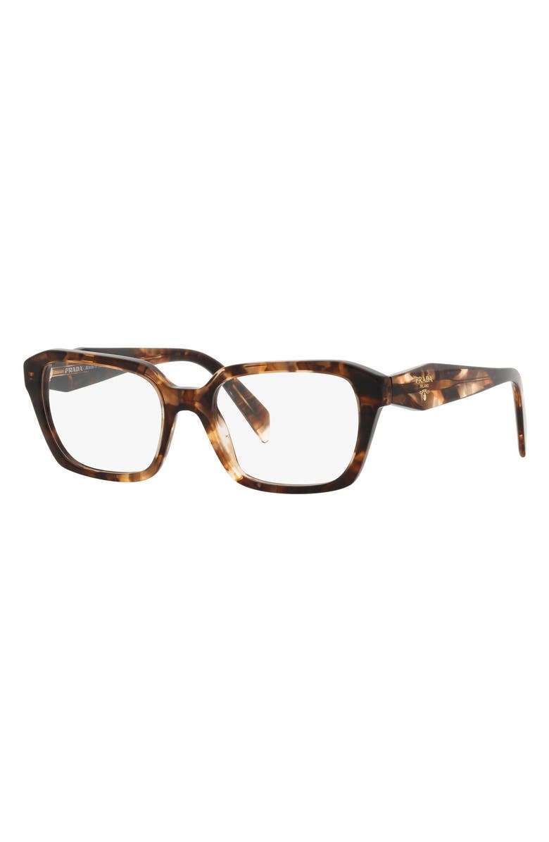 Prada 54mm Rectangular Optical Glasses, Alternate, color, Havana