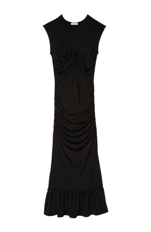 Sandro Draped Maxi Dress In Black