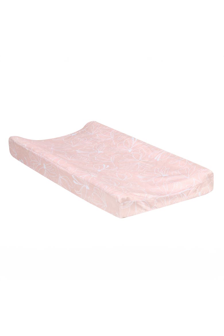 Petals Soft Floral Outline Baby Changing Pad Cover, Main, color, Pink
