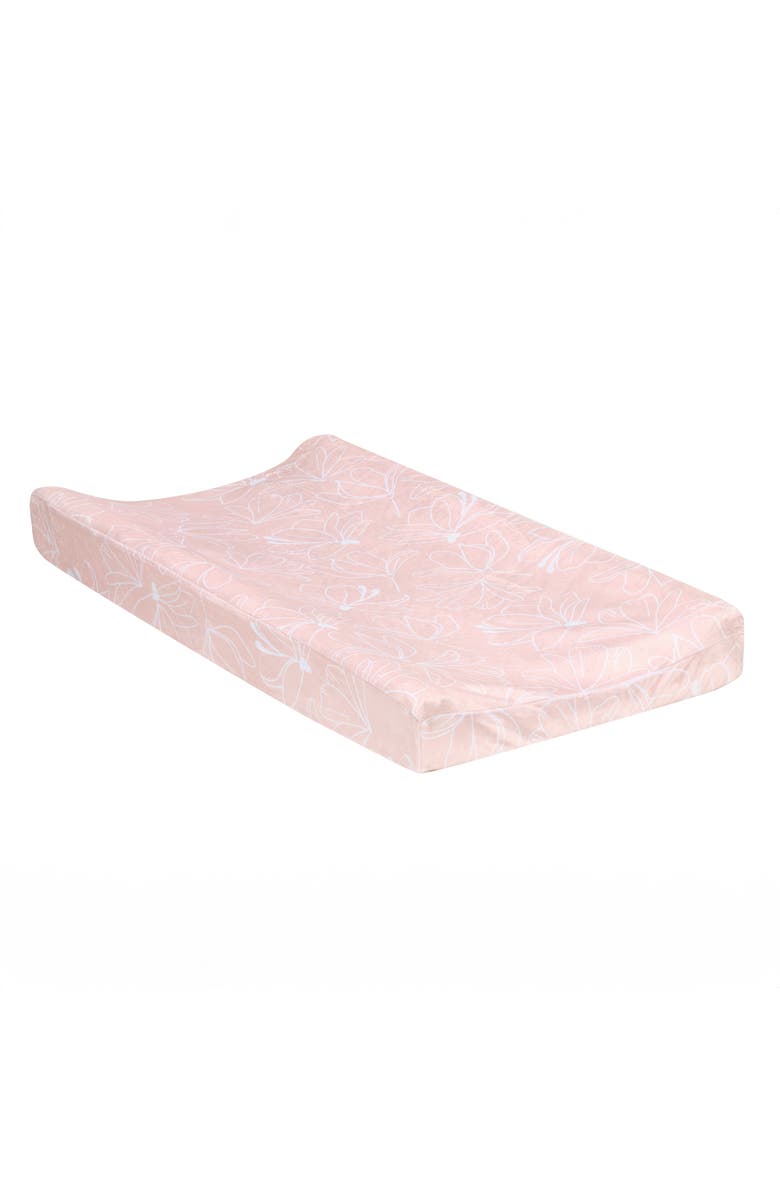 Lambs & Ivy Petals Soft Floral Outline Baby Changing Pad Cover, Main, color, Pink