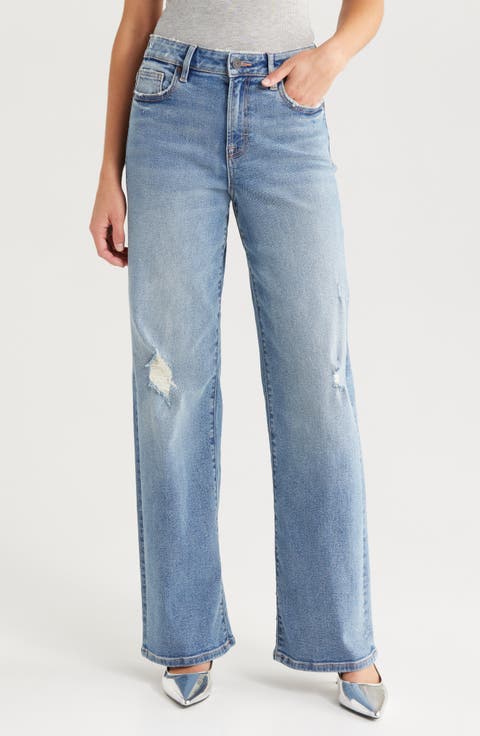 Grinded Distressed High Waist Straight Leg Dad Jeans