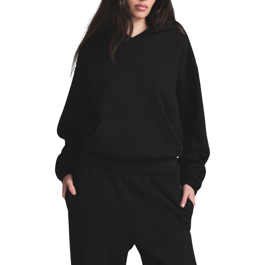 Skims Cotton Fleece Full Zip Hoodie In Onyx