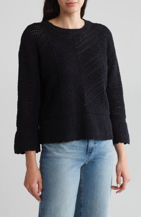 BY DESIGN Eliana Openwork Sweater in BLACK · Top from Nordstrom Rack in a $64.93 outfit