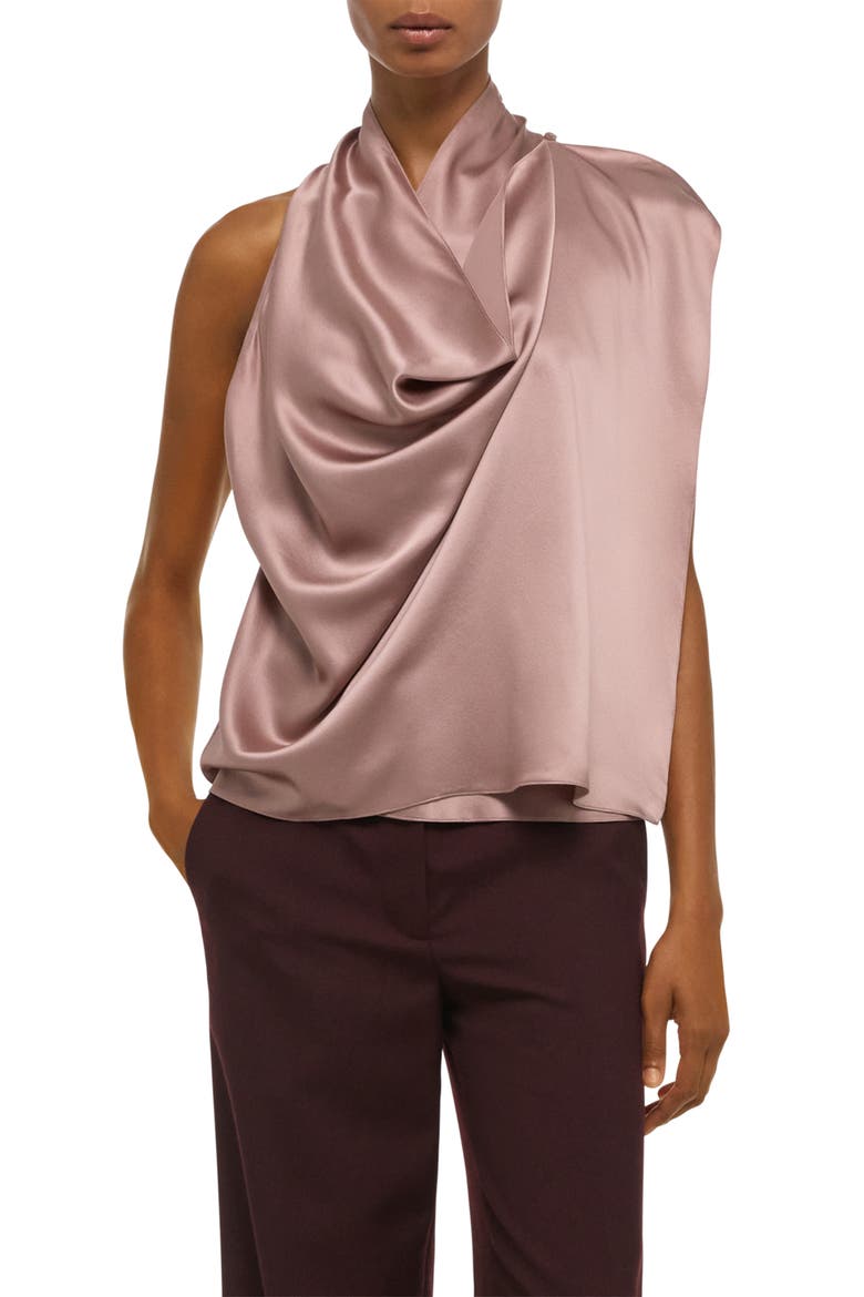 Drape Sleeveless Silk Top, Alternate, color, TEA ROSE