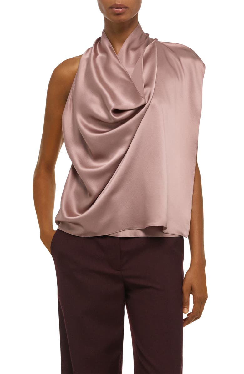 Helmut Lang Drape Sleeveless Silk Top, Alternate, color, Tea Rose