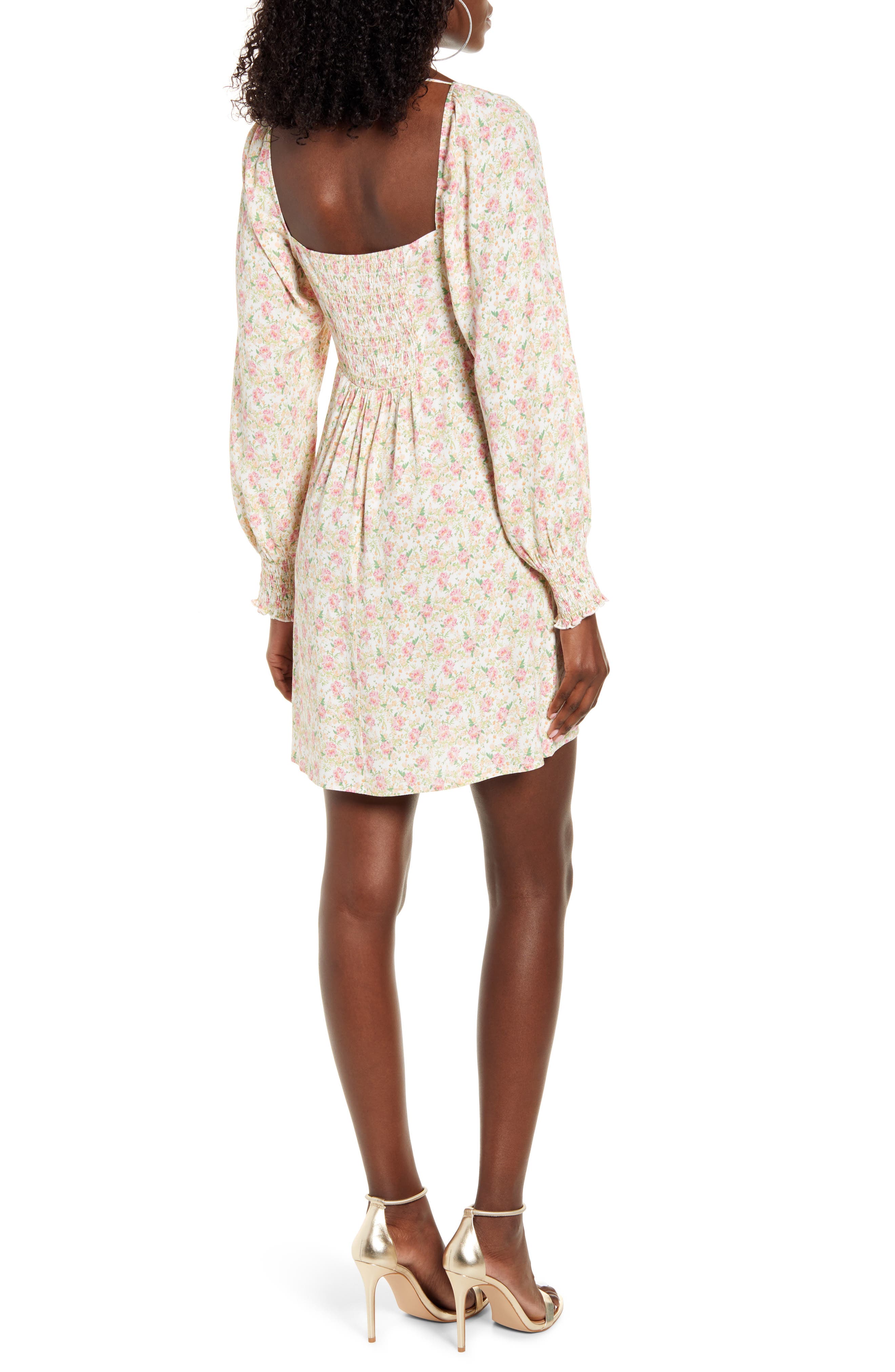 Row A Floral Print Long Sleeve Minidress (Women) | Nordstrom