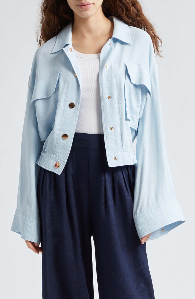 Ramy Brook Chelsea Snap-Up Jacket, Main, color, Crystal Blue