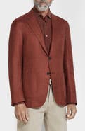 ZEGNA Houndstooth Cashmere, Silk & Linen Cardigan Jacket