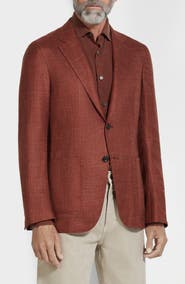 ZEGNA Houndstooth Cashmere, Silk & Linen Cardigan Jacket