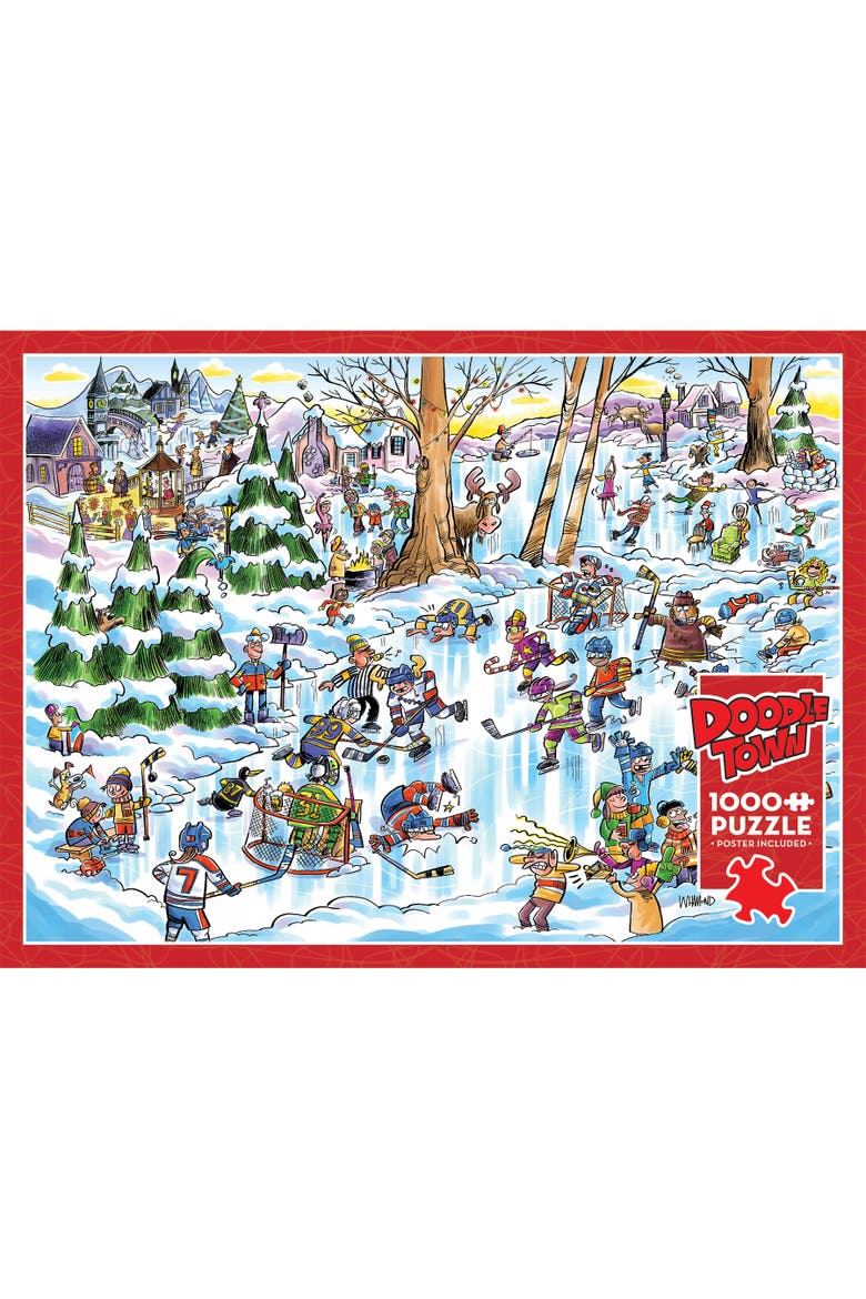 Doodle Town Hockey Town 1000 Piece Puzzle, Alternate, color, Multicolored