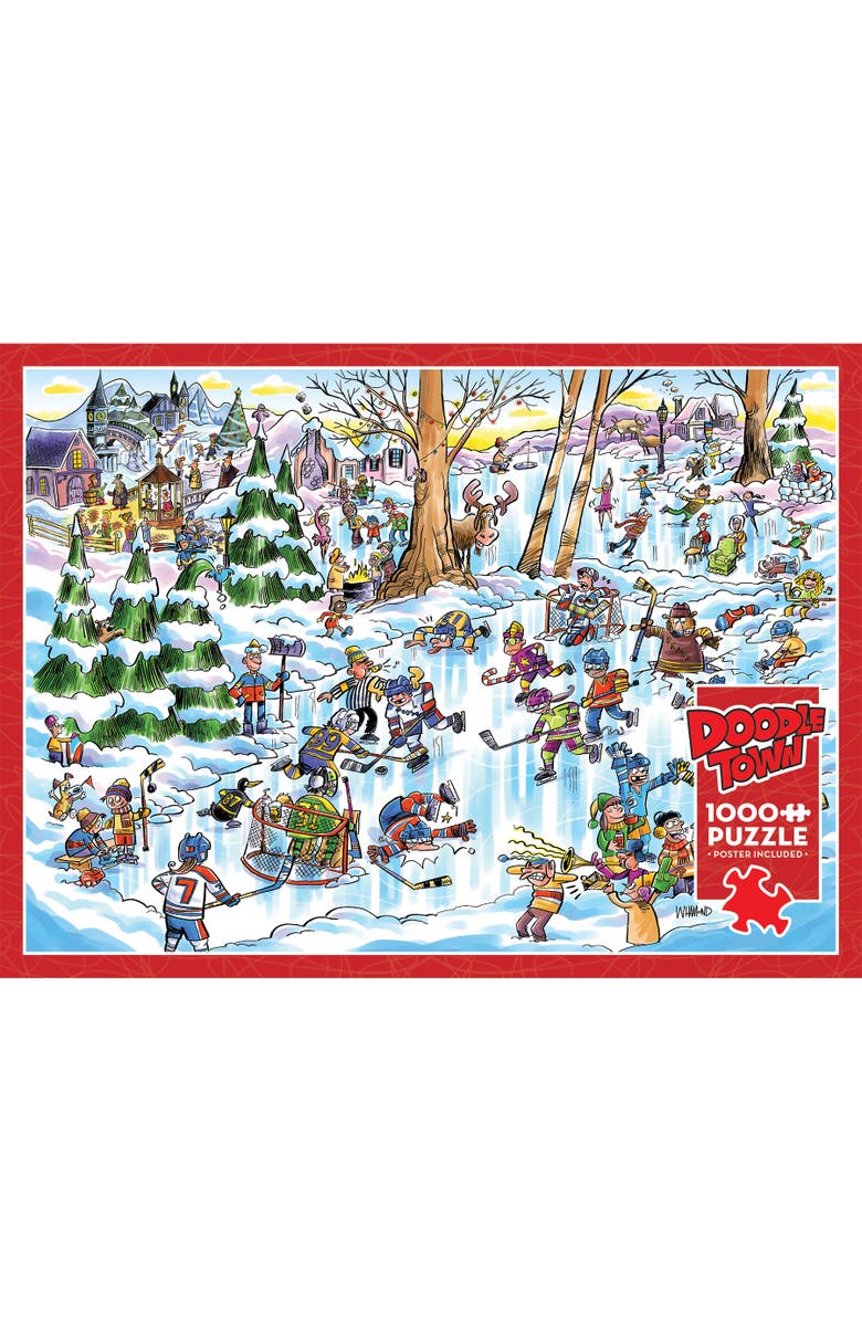 DoodleTown Doodle Town Hockey Town 1000 Piece Puzzle, Alternate, color, Multicolored