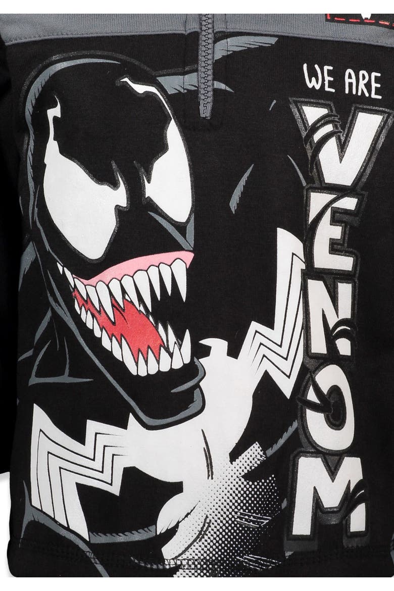 Spider-Man Venom Fleece Quarter-Zip Hoodie, Alternate, color, Venom Grey Black