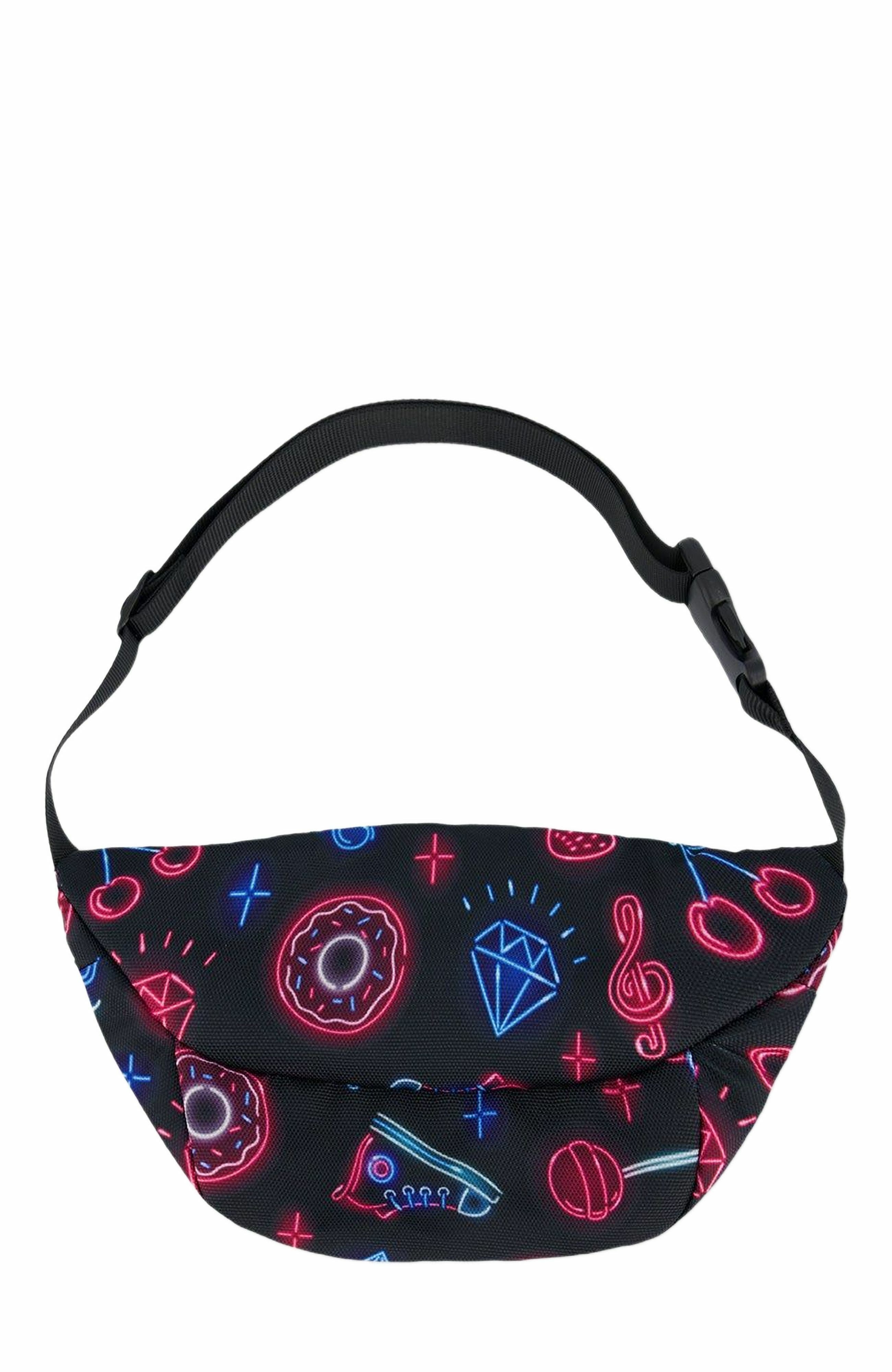 Deux par Deux Girl's Printed Fanny Pack Black And Blue And Pink Items, Alternate, color, 