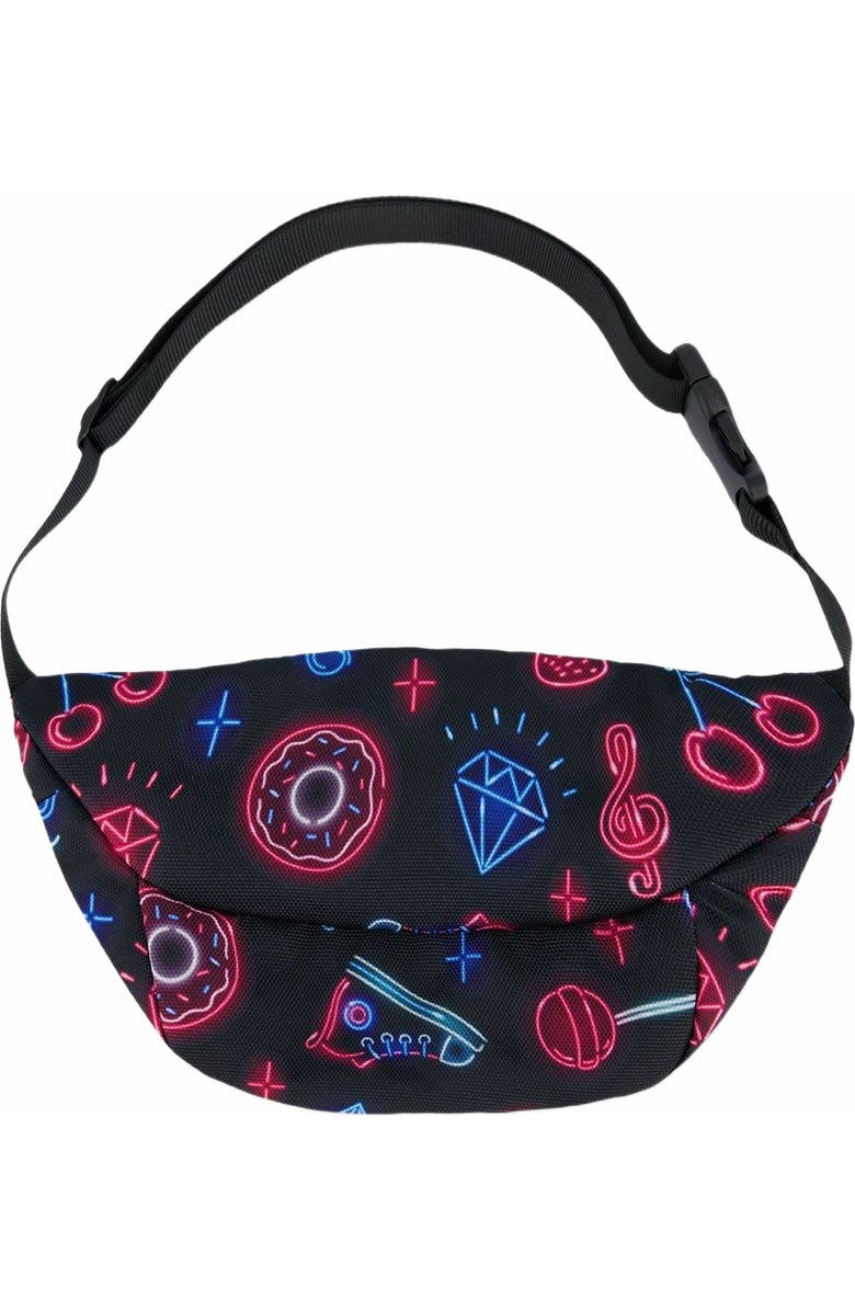 Deux par Deux Girl's Printed Fanny Pack Black And Blue And Pink Items, Alternate, color, Black And Blue And Pink Items