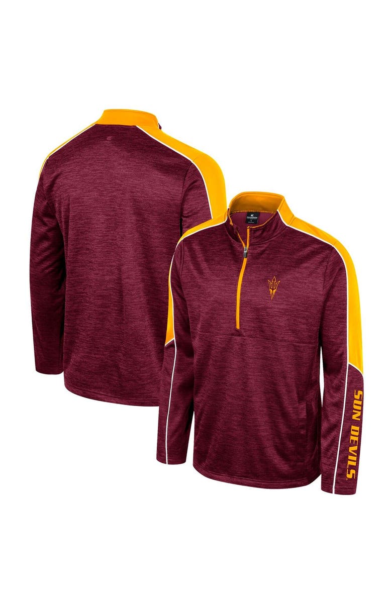 COLOSSEUM Men's Colosseum Maroon Arizona State Sun Devils Marled Half-Zip Jacket, Main, color, Maroon
