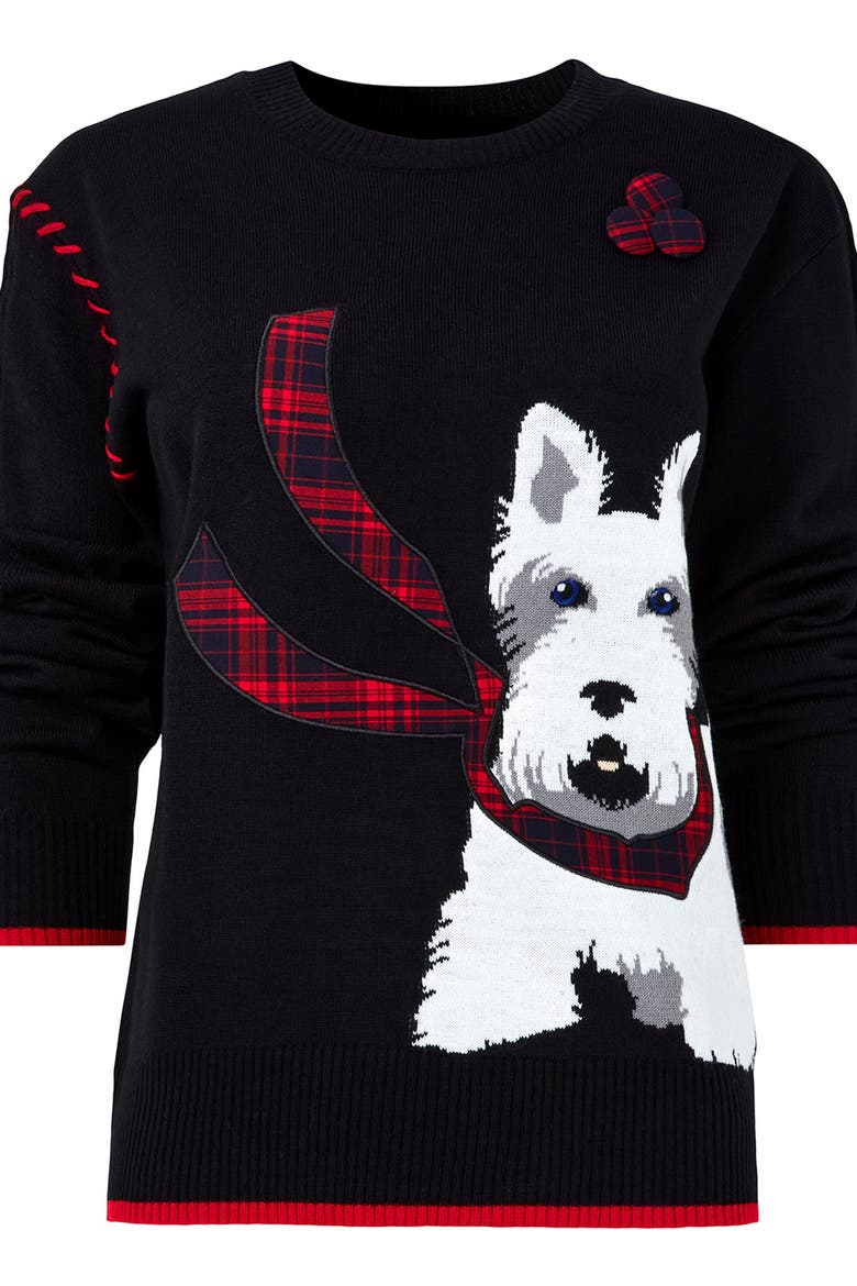 Puppy In Plaid Pullover Novelty Sweater, Alternate, color, PLAID PUPPY