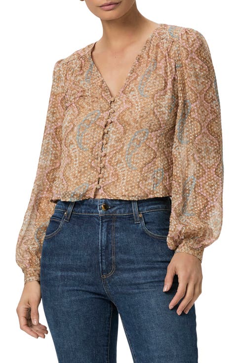 Dezi Balloon Sleeve Silk Blend Top