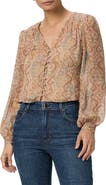 PAIGE Dezi Balloon Sleeve Silk Blend Top