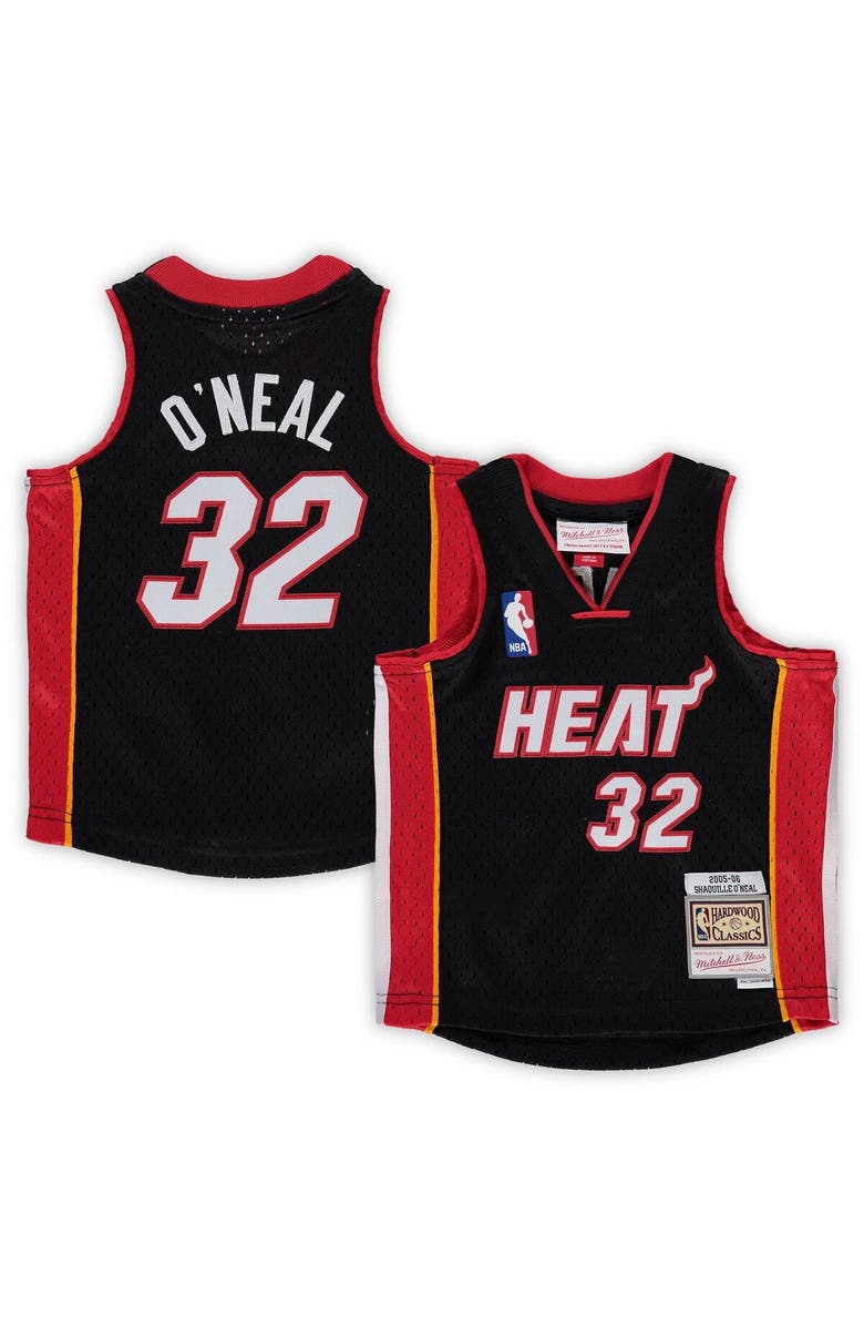 Mitchell & Ness Infant Mitchell & Ness Shaquille O'Neal Black Miami Heat 2005/06 Hardwood Classics Retired Player Jersey, Main, color, Black