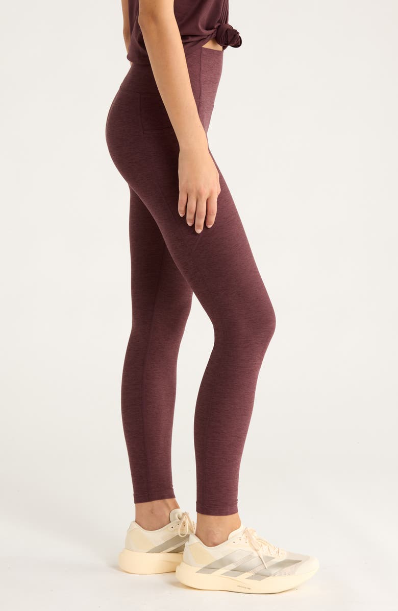 Zella Renew High Waist Pocket Leggings, Alternate, color, Burgundy Fudge Melange