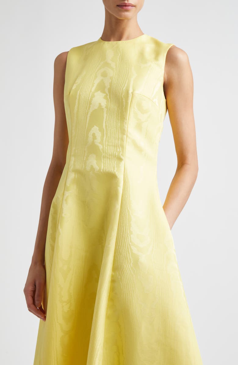 Emilia Wickstead Mara Mikado Midi Dress, Alternate, color, Lemon