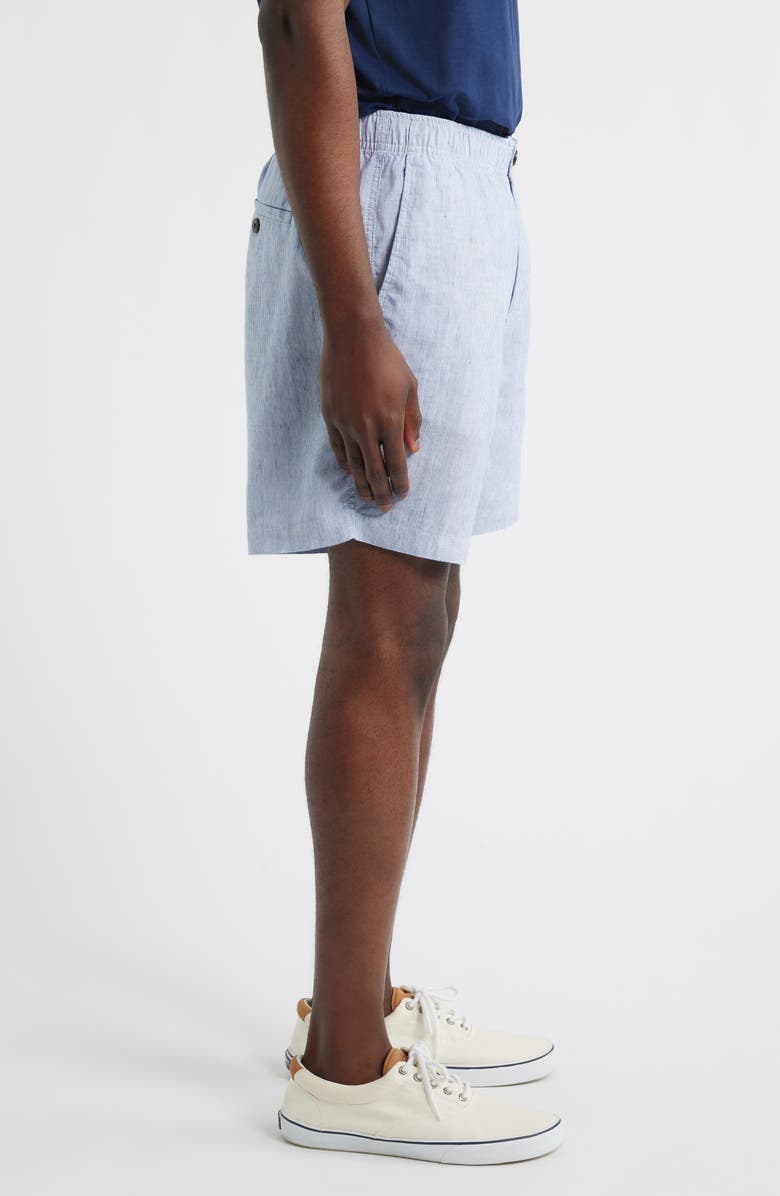 Peter Millar Crown Weekend Stripe Stretch Linen Blend Shorts, Alternate, color, Stream Blue