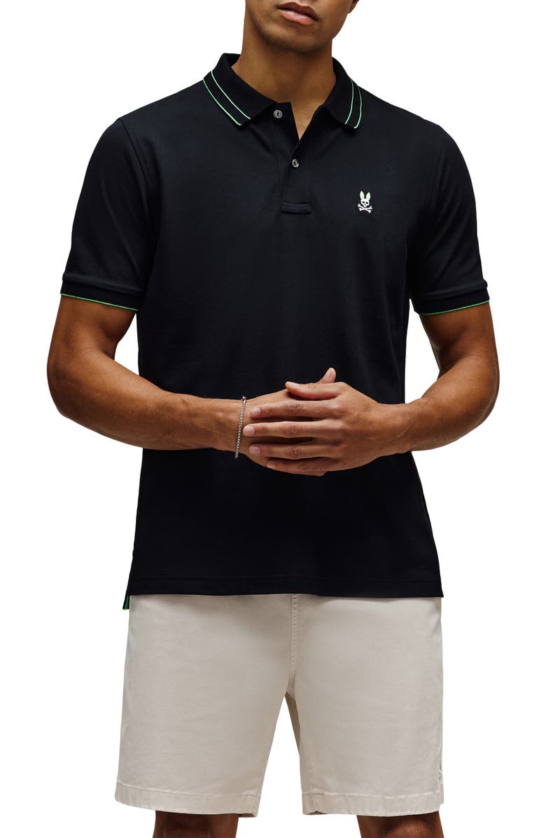 Psycho Bunny Rex Performance Piqué Polo, Main, color, Black