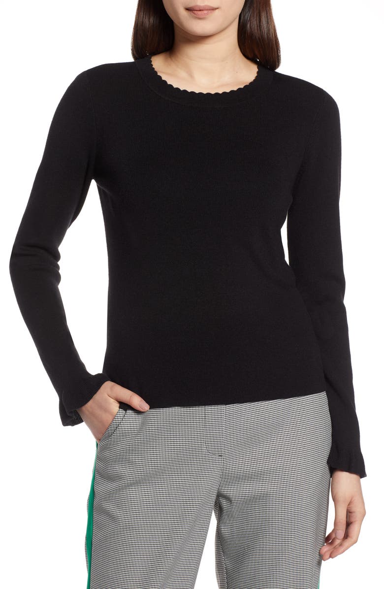 Halogen<sup>®</sup> Scallop Trim Sweater, Main, color,