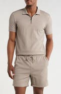 DENIM AND FLOWER Stripe Quarter Zip Polo & Shorts Set