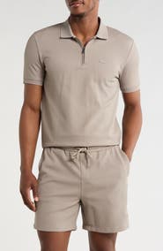 DENIM AND FLOWER Stripe Quarter Zip Polo & Shorts Set