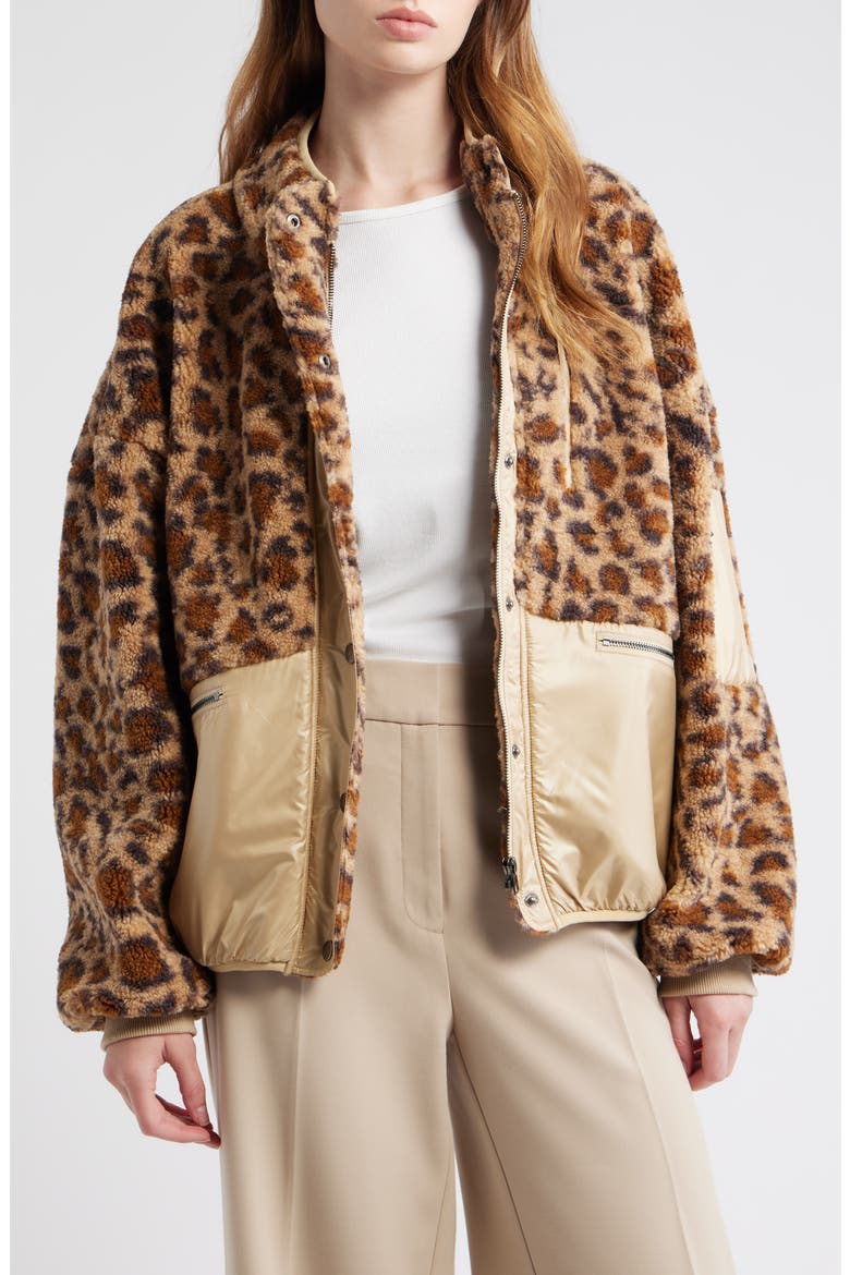 Lucien Leopard Mixed Media Jacket, Main, color, COCOA LEOPARD
