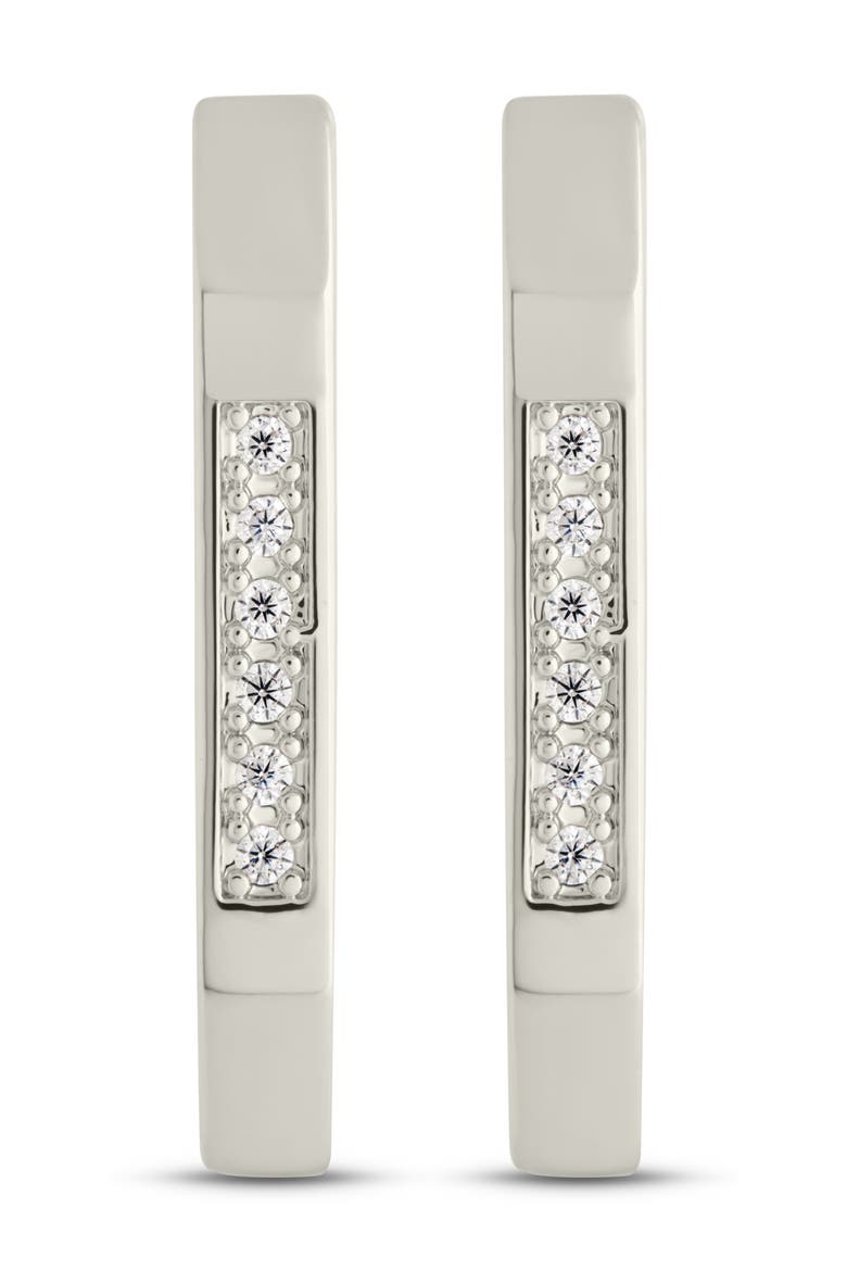 Aria Geometric CZ Hoop Earrings, Alternate, color, SILVER