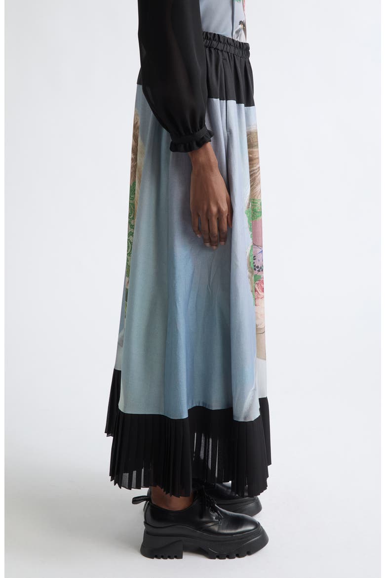 Printed Cotton Blend Skirt, Alternate, color, BLACK