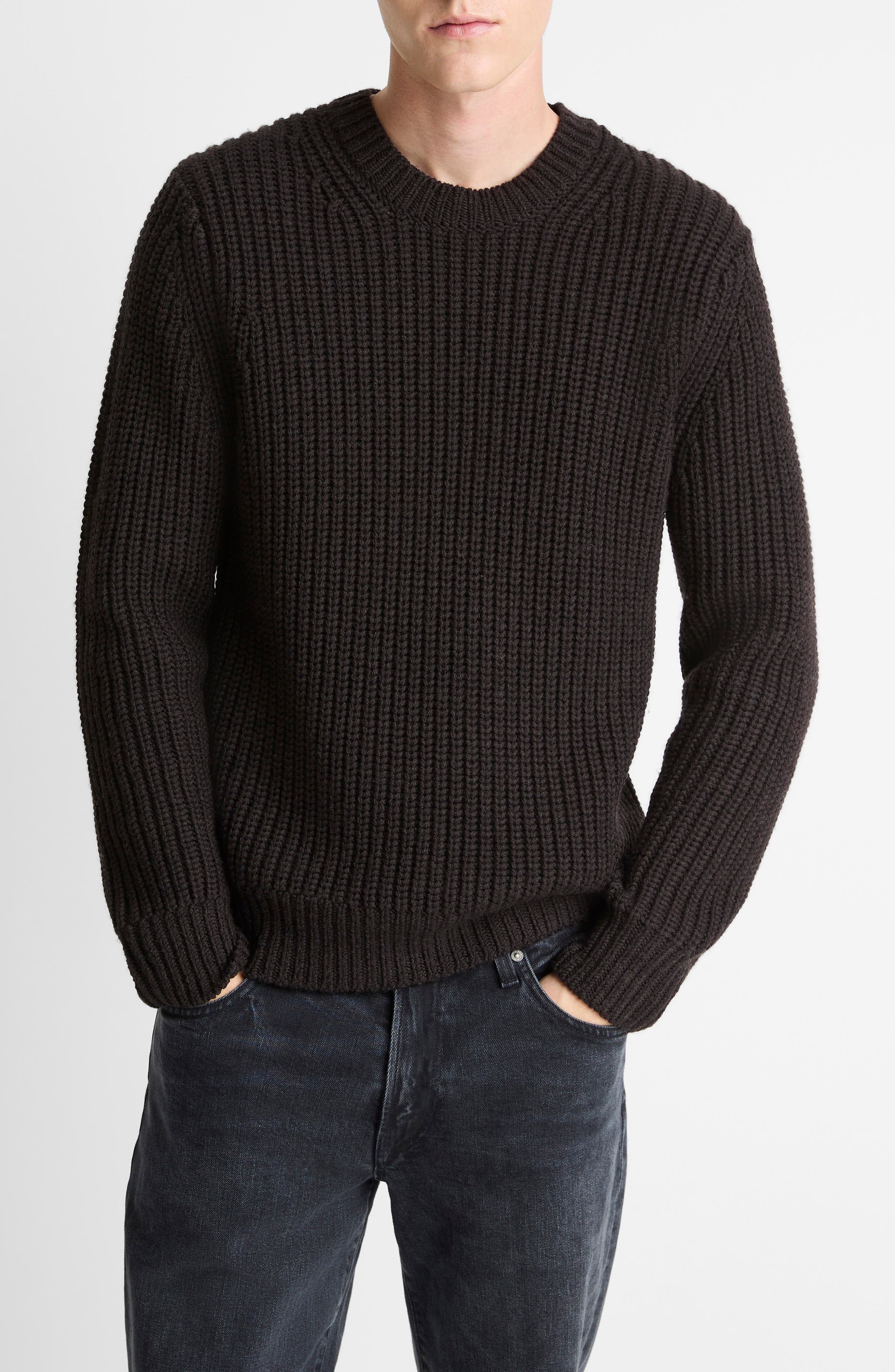 Vince Shaker Stitch Merino Wool Crewneck Sweater