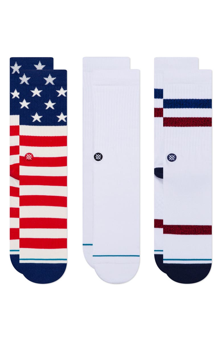 Stance The Americana Assorted 3-Pack Crew Socks, Main, color, 