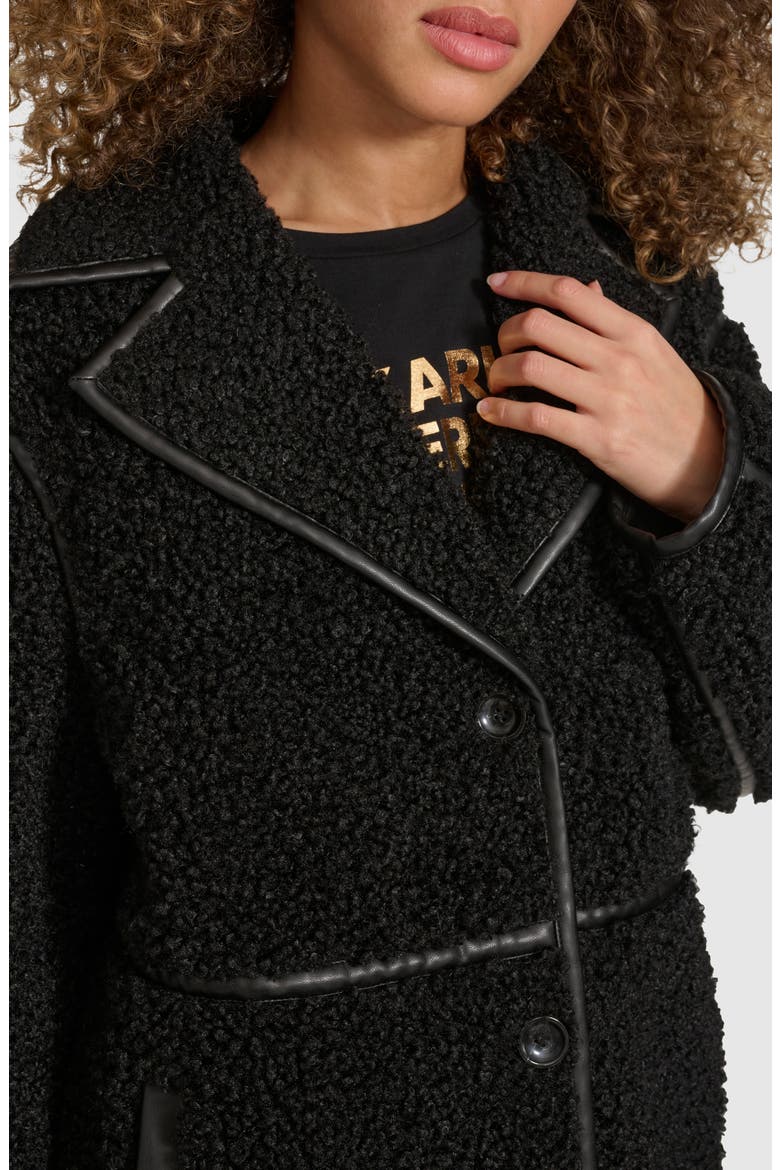 Faux Shearling Coat, Alternate, color, BLACK