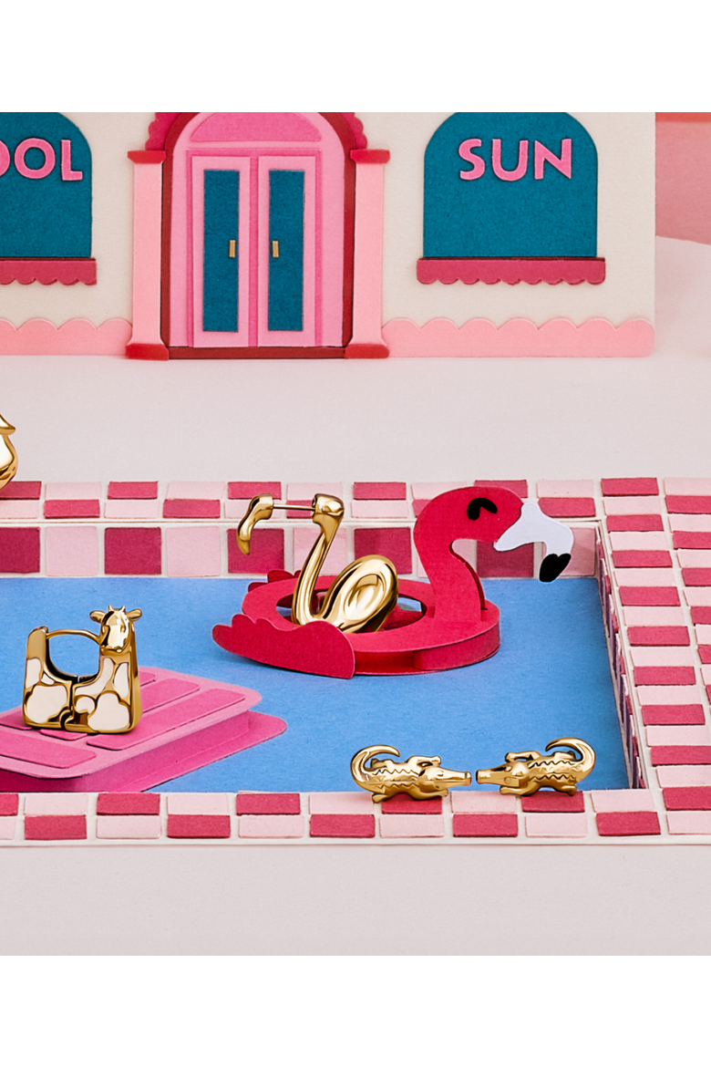 Flamingo Earrings, Alternate, color, Gold