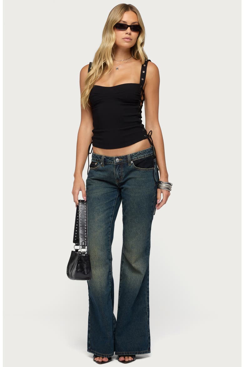 Adi Grommet Corset Tank, Alternate, color, BLACK