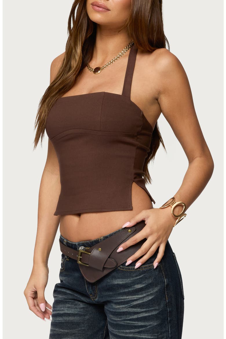 Dara Halter Top, Alternate, color, DARK-BROWN