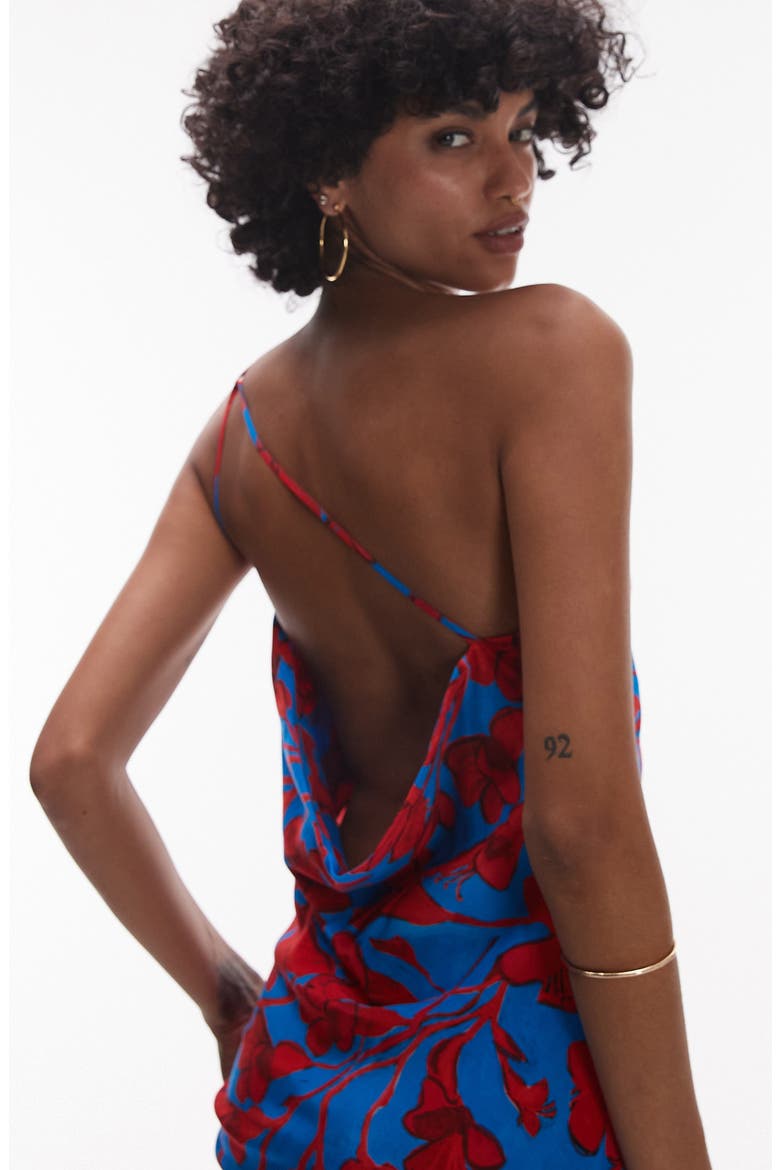 Floral One-Shoulder Maxi Dress, Alternate, color, BLUE MULTI