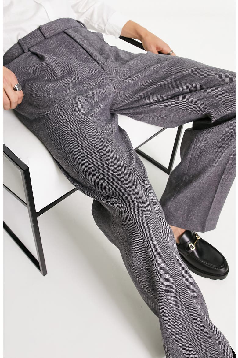Pleated Wide Leg Trousers, Alternate, color, CHARCOAL