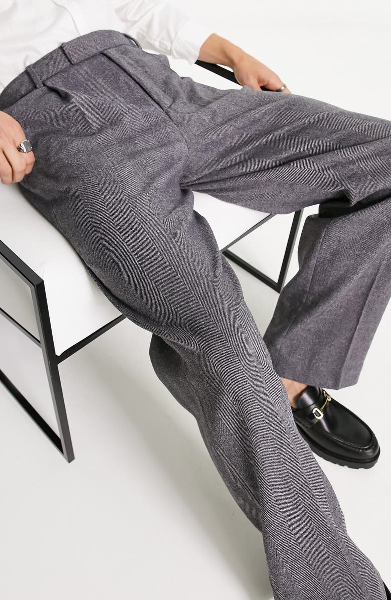 ASOS DESIGN Pleated Wide Leg Trousers, Alternate, color, 