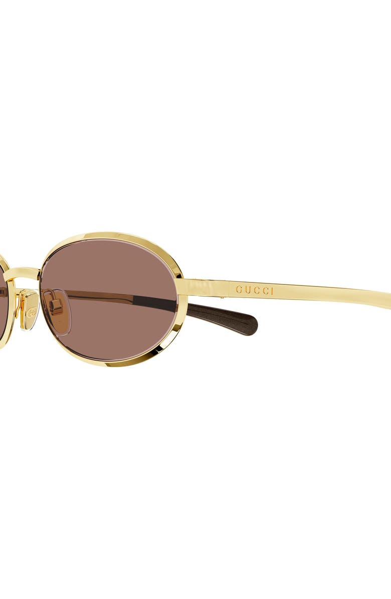 Gucci 53mm Oval Sunglasses, Alternate, color, Gold