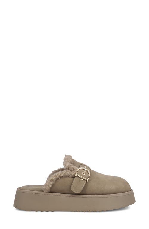 Mia Sugary Faux Shearling Platform Mule In Brown