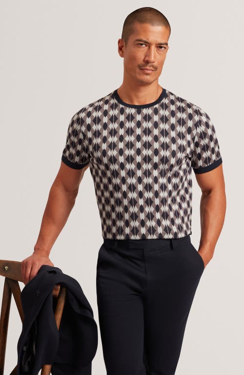 Ted Baker Joaa Geo Jacquard Short Sleeve Sweater In Multi